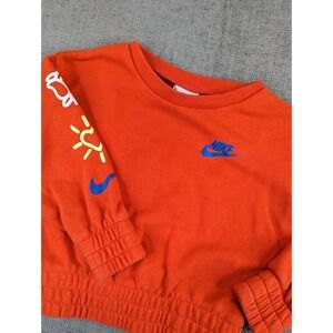 Nike Sweater Toddler Girls 3T Orange Sweatshirt Sportswear Club Fleece Floral